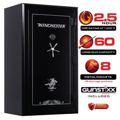 Winchester Safes 60 Long Gun + 8 Handgun 52.5 cu. ft. Electronic Lock Gun Safe, 2.5 Hour Fire Rating, UL Listed, Black