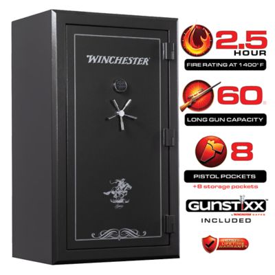 Winchester Safes 60 Long Guns + 8 Pistol Pockets, 2.5 Hour Fire Protection & UL Listed Electronic Lock, Slate, Features GunSTIXX