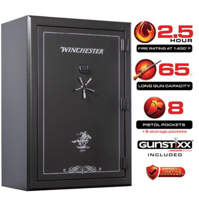 Winchester Safes 65 Long Guns + 8 Pistol Pockets, 2.5 Hour Fire Protection & UL Listed Electronic Lock, Featuring GunSTIXX