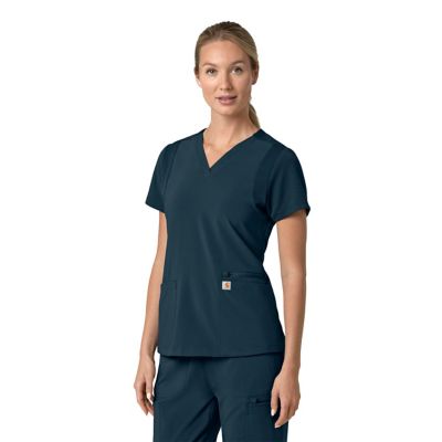 Image showing 3 th Carhartt Women's Force Cross-Flex Flex Panel V-Neck Scrub Top