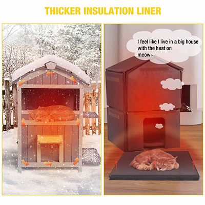 Image showing  2-Story Insulated Outdoor Wooden Cat House for Winter, Soft Liner