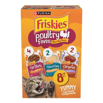 Friskies All Life Stages Poultry Faves in Gravy Wet Cat Food Variety pk., 1.2 oz., Pack of 8