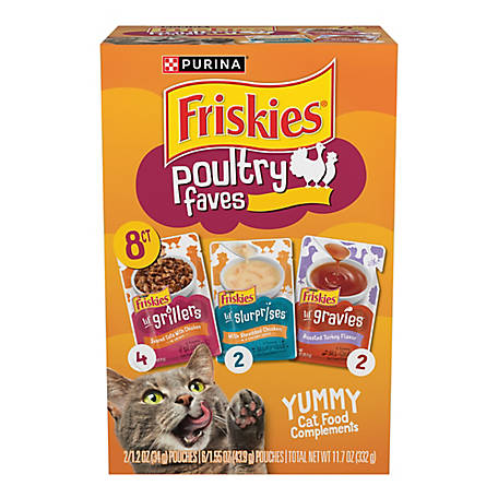 Friskies Purina Poultry Faves Gravy Cat Food Complements Variety Pack