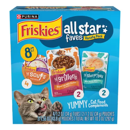 Friskies All Life Stages All Star Faves Variety Cat Food pk 1.2 oz Pack of 8 Wet Cat Food