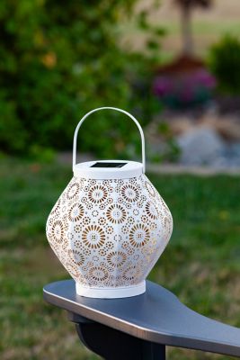 Image showing 5 th Allsop Home & Garden Punched Metal Daisy Lantern, Cannoli Cream