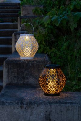 Image showing 9 th Allsop Home & Garden Punched Metal Daisy Lantern, Black