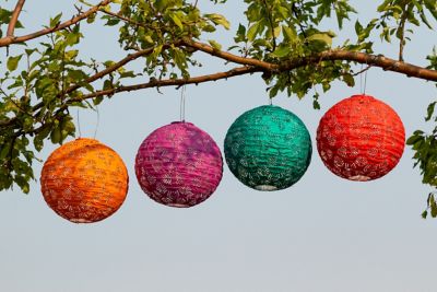 Image showing 6 th Allsop Home & Garden Soji Stella Brights Geo Palm Solar Lantern, Chili