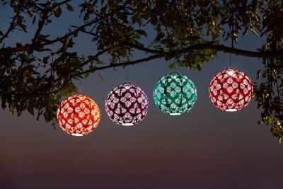 Image showing 7 th Allsop Home & Garden Soji Stella Brights Geo Palm Solar Lantern, Chili
