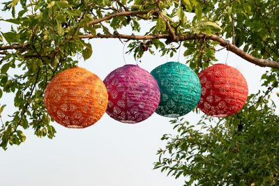 Image showing 8 th Allsop Home & Garden Soji Stella Brights Geo Palm Solar Lantern, Chili