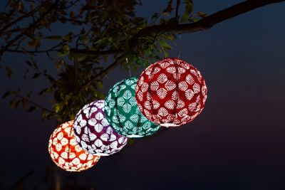 Image showing 9 th Allsop Home & Garden Soji Stella Brights Geo Palm Solar Lantern, Chili