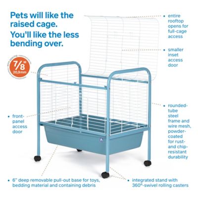 Image showing  Small Animal Home with Stand for Dwarf Rabbit or Guinea Pig, Blue