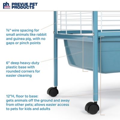 Image showing  Small Animal Home with Stand for Dwarf Rabbit or Guinea Pig, Blue