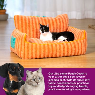 Image showing  Upholstered Pouch Couch Cat and Dog Pet Bed in Orange 7602