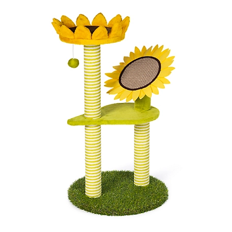 Prevue Pet Products 36 1/4 in. Sunflower Playground Cat Scratching Post Tree Activity Center with Toy