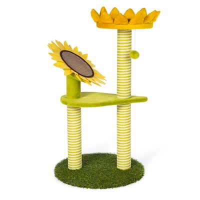 Image showing  36 1/4 in. Sunflower Playground Cat Scratching Post Tree Activity Center with Toy