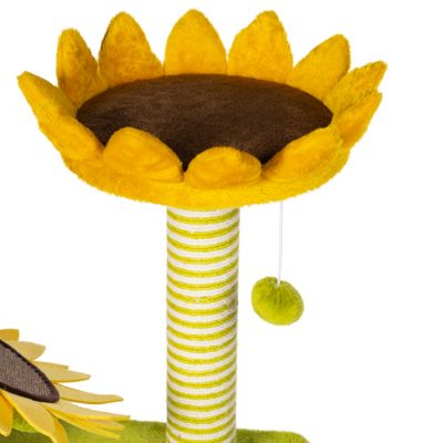 Image showing  36 1/4 in. Sunflower Playground Cat Scratching Post Tree Activity Center with Toy