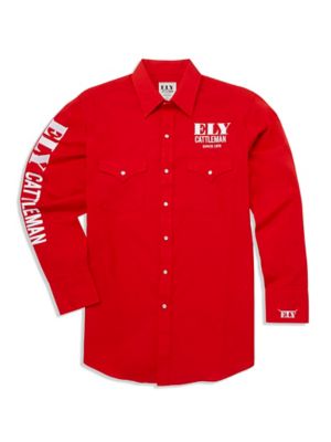 Image showing 0 th Ely Cattleman Men's Western Logo Rodeo Long-Sleeve Work Shirt