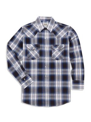 Ely Cattleman Long-Sleeve Textured Plaid Western Shirt