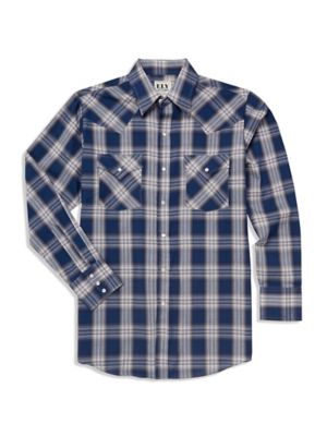 Ely Cattleman Long-Sleeve Textured Plaid Western Shirt