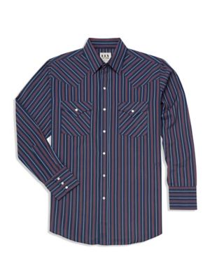 Ely Cattleman Long Sleeve Trxtured Stripe Western Shirt