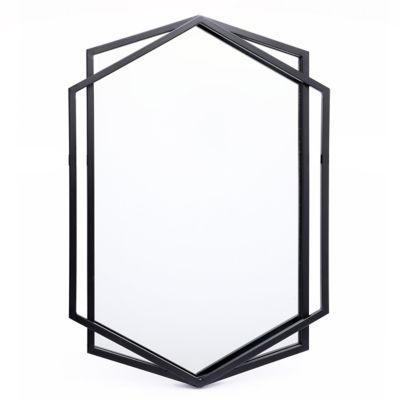 LuxenHome Black Metal Hexagon Frame Wall Accent Mirror