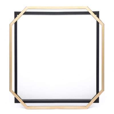 LuxenHome Gold and Black Metal Floating Frame Wall Accent Mirror