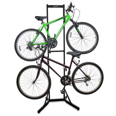 RaxGo Bike Storage Rack, 2 Bicycle Garage Stand, Freestanding, Adjustable Hooks Universal