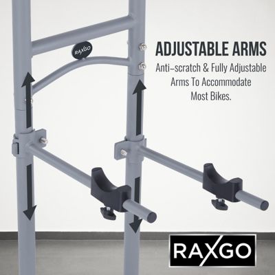 Image showing  Freestanting Bike Storage Rack, 2 Bicycle Stand W/Adjustable Hooks, for Mountain & Road Bikes