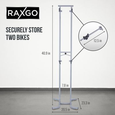 Image showing  Freestanting Bike Storage Rack, 2 Bicycle Stand W/Adjustable Hooks, for Mountain & Road Bikes