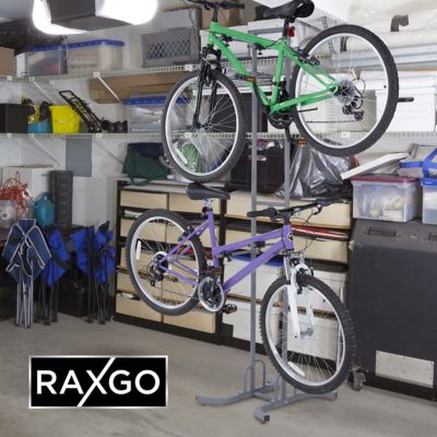 Image showing 5 th RaxGo Freestanting Bike Storage Rack, 2 Bicycle Stand W/Adjustable Hooks, for Mountain & Road Bikes