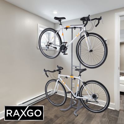 Image showing 6 th RaxGo Freestanting Bike Storage Rack, 2 Bicycle Stand W/Adjustable Hooks, for Mountain & Road Bikes