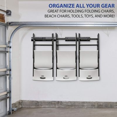 Image showing  Chair Storage Rack, Mounted Folding Chair Rack and Hanger System For Home