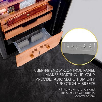 Image showing  400 Cigar Humidor Cabinet with 3 in 1 Precise Cooling, Heating & Humidity Control