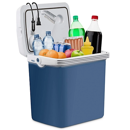 Ivation Electric Cooler & Warmer, 25 L Portable Thermoelectric 12 Volt Cooler with Handle - Blue