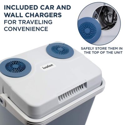 Image showing  25L Electric Cooler & Warmer, Portable Thermoelectric 12V Cooler with Handlen Blue