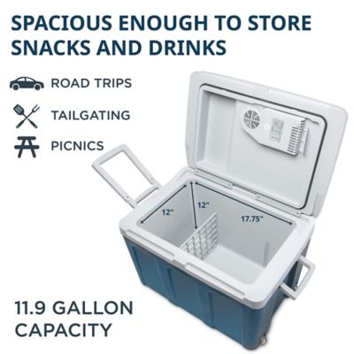 Image showing  45L Electric Cooler & Warmer, Portable Thermoelectric 12V Cooler with Wheels, Blue