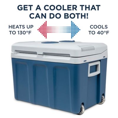 Image showing  45L Electric Cooler & Warmer, Portable Thermoelectric 12V Cooler with Wheels, Blue