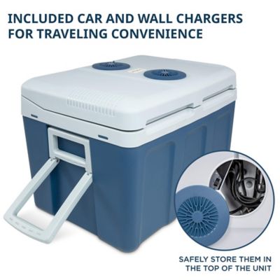Image showing  45L Electric Cooler & Warmer, Portable Thermoelectric 12V Cooler with Wheels, Blue