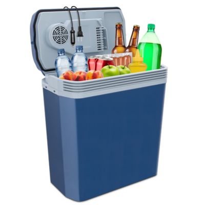 Ivation 24L Electric Cooler & Warmer, Portable Thermoelectric 12V Cooler with Handle, Blue