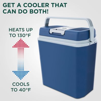 Image showing  24L Electric Cooler & Warmer, Portable Thermoelectric 12V Cooler with Handle, Blue