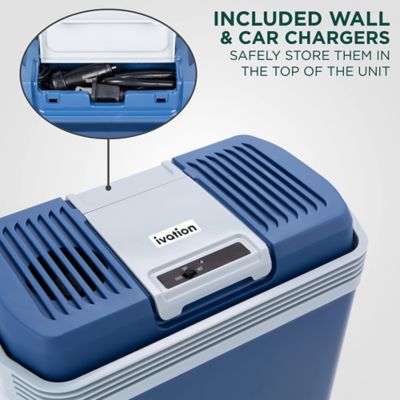 Image showing  24L Electric Cooler & Warmer, Portable Thermoelectric 12V Cooler with Handle, Blue