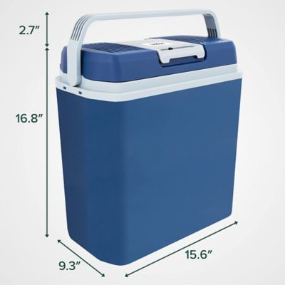Image showing  24L Electric Cooler & Warmer, Portable Thermoelectric 12V Cooler with Handle, Blue
