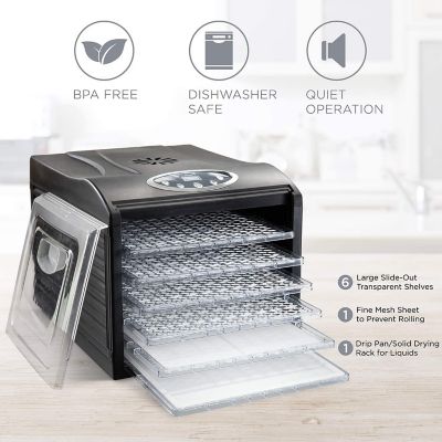 Image showing  480W 6-Tray Countertop Digital Food Dehydrator with Preset Temp Settings and Auto Shutoff Timer