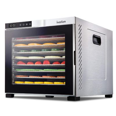 Ivation 10-Tray, 1000W Food Dehydrator with Digital Timer and Temperature Control - Stainless Steel
