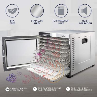 Image showing  1,000W 10-Tray Food Dehydrator with Digital Timer and Temperature Control, Stainless Steel