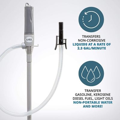 Image showing 5 th JUMBL Battery Powered Fuel Transfer Pump with Auto-Stop, 2.3 GPM, Battery-Powered, Gray
