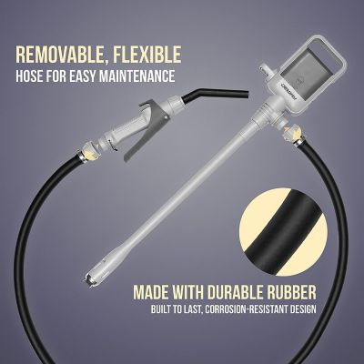 Image showing  Battery Powered Automatic Fuel Transfer Pump with Rubber Hose and Nozzle for Flow Control and Stop, 2.4 GPM
