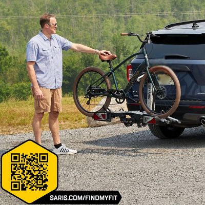 Image showing  60 lb. Capacity 2-Bicycle Door County Bike Rack for Car, Hitch Bike Rack with Electric Hitch Lift for Easy Loading