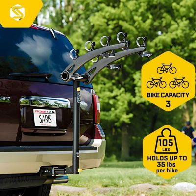 Image showing  Bones Hitch Bike Rack Mount, Bike Rack for Car and SUVs for 3 Bikes - Black