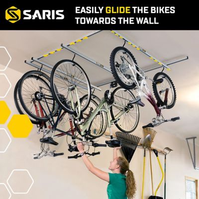 Image showing  Cycle Glide Ceiling Bike Rack, 4 Bike Capacity Bike Hanging System for Garage